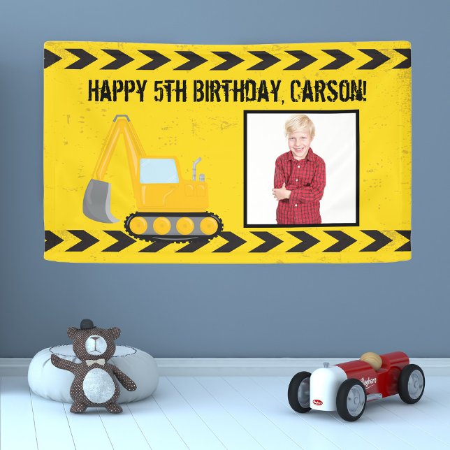Baufahrzeug Custom Kids Foto Geburtstag Banner (Von Creator hochgeladen)