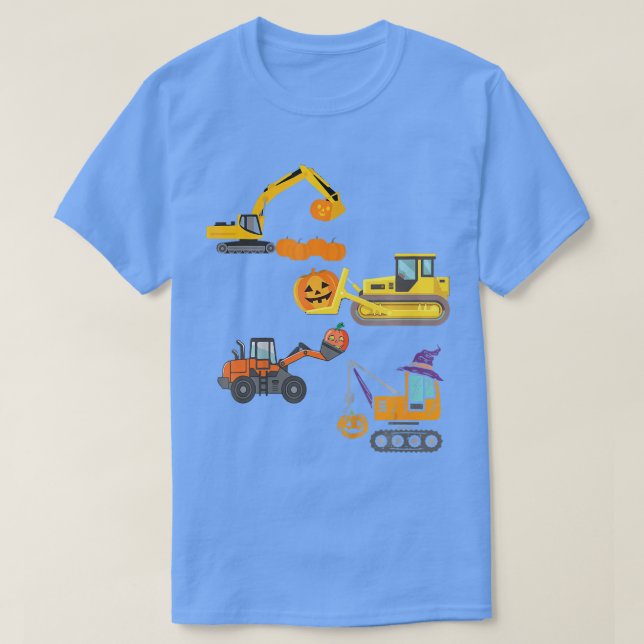 Baufahrzeug Halloween Kranwagen Pumpkin T-Shirt (Design vorne)