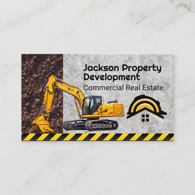 Baufahrzeug | Hardhat-Zuhause-Logo Visitenkarte (Vorderseite)
