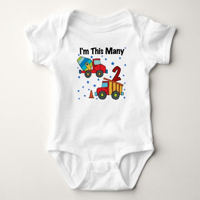 Baufahrzeuge 2. Geburtstagsgeschenke Baby Strampler (Vorderseite)