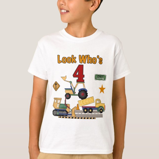 Baufahrzeuge 4th Birthday Tshirts (Vorderseite)