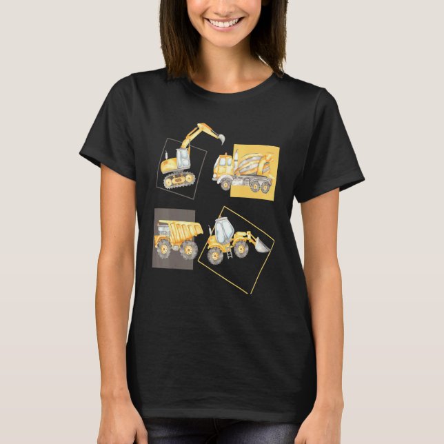 Baufahrzeuge Baustellen Trucks mit T-Shirt (Vorderseite)