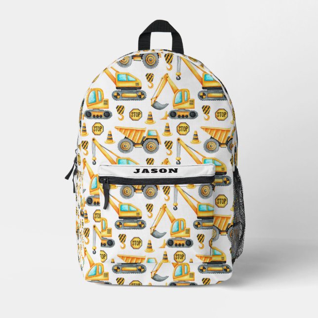 Baufahrzeuge Bedruckter Rucksack (Vorderseite)