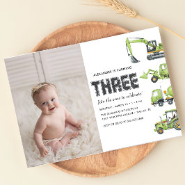 Baufahrzeuge Boys 3. Geburtstag Einladung