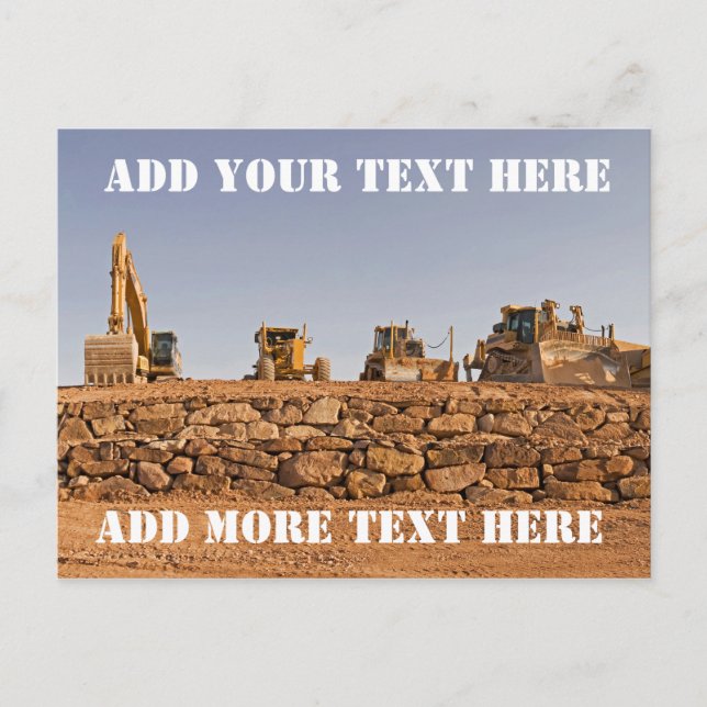 Baufahrzeuge Panorama Postkarte (Vorderseite)