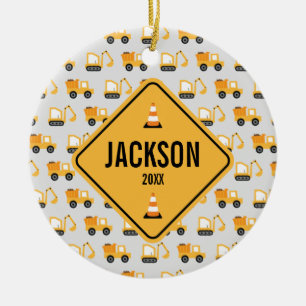 Baufahrzeuge - Umschlagwagen & Digger  Keramik Ornament