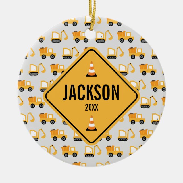 Baufahrzeuge - Umschlagwagen & Digger  Keramik Ornament (Vorne)