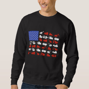 Baufahrzeuge USA Flag Bagger Sweatshirt