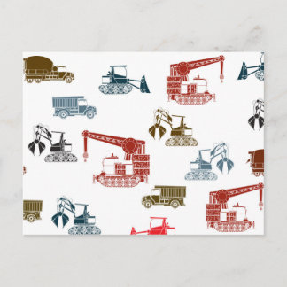 Baufahrzeugmuster Postkarte
