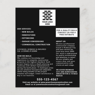 Baufirma Fügen Sie Ihr Logo schwarz hinzu Flyer
