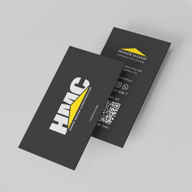 Baugelbes Dreieck des Generalunternehmers Visitenkarte (General Contractor Construction Yellow Triangle Business Card
)