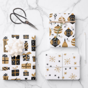 Baugeschenke und Weihnachtssterne Muster Geschenkpapier Set