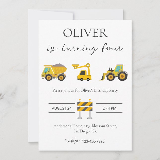 Baugewerbe Geburtstag Einladung (Vorderseite)