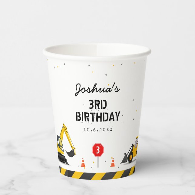 Baugewerbe LKW Kinder jeden Geburtstag Pappbecher (Links)