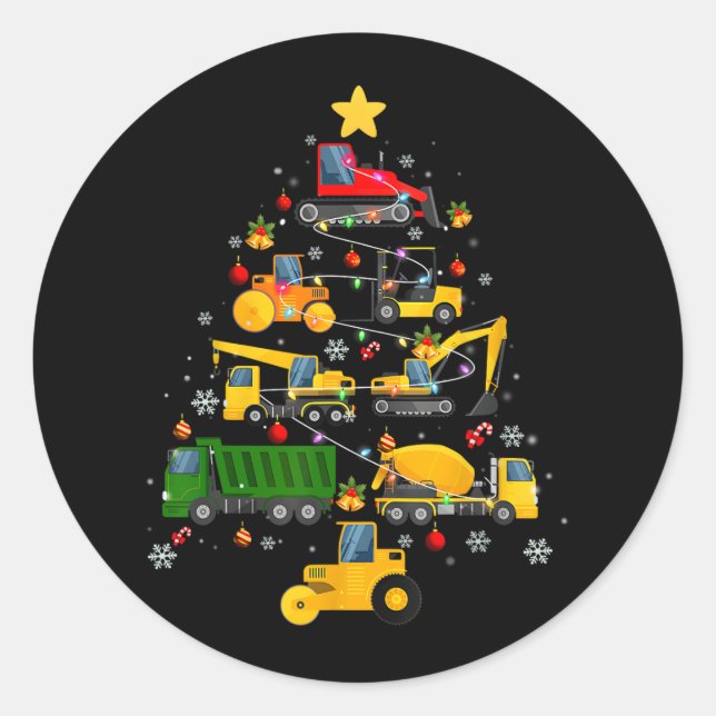 Baugrube Weihnachtsbaum für Jungs Gigi Runder Aufkleber (Vorderseite)