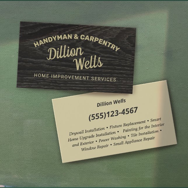 Bauhandyman Carpentry Dark Wood Visitenkarte (Von Creator hochgeladen)