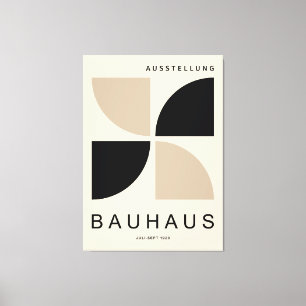 Bauhaus Beige Schwarz Geometrisch Viertelkreis Leinwanddruck