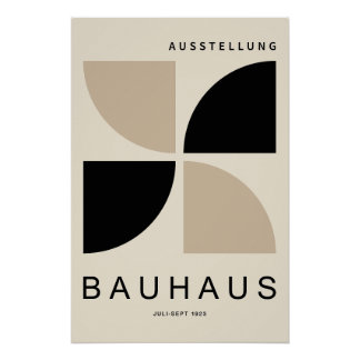 Bauhaus Beige Schwarz Geometrisch Viertelkreis Poster