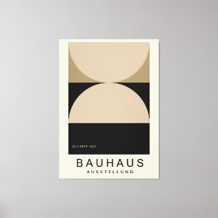 Bauhaus Beige Schwarz Halbkreis Moderne Kunst Druc Leinwanddruck