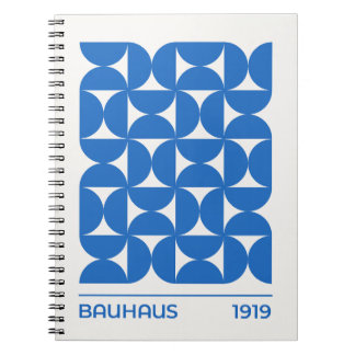 Bauhaus Blau Halbkreismuster Notizblock