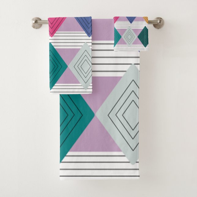 Bauhaus Diamond Quilt Badhandtuch Set (Insitu)