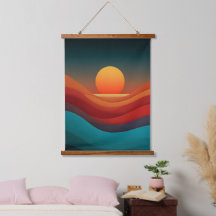 Bauhaus Erdiges Sonnenuntergangs-Wellen-Wand-Tuch