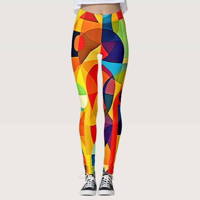 Bauhaus-Farbgeometrie-Design Leggings (Vorderseite)