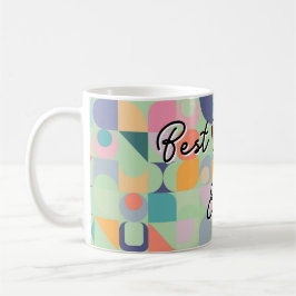 Bauhaus Fliesenmuster Salbei grün mit Slogan Kaffeetasse