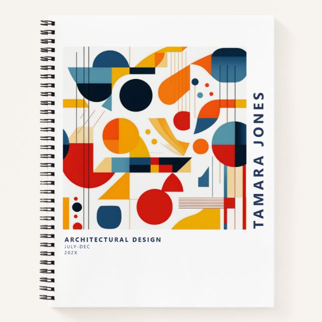 Bauhaus Geometric Abstrakt Pattern#6 ID1068 Notizbuch (Vorderseite)