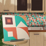 Bauhaus geometrisch abstrakt N1 Fliese<br><div class="desc">Bauhaus-Stil geometrische abstrakte Kachel in Türkis, Wein und verbrannte sienna Farbe Palette.</div>