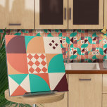 Bauhaus geometrisch abstrakt N5 Fliese<br><div class="desc">Bauhaus-Stil geometrische abstrakte Kachel in Türkis, Wein und verbrannte sienna Farbe Palette.</div>