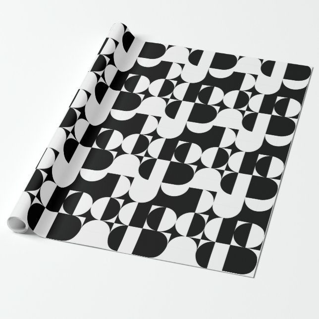 Bauhaus geometrisch schwarz und weiß  geschenkpapier (Ungerollt)