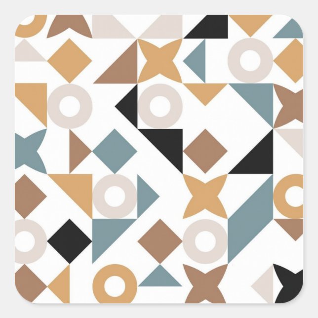 Bauhaus-Geometrischer Baby-Aufkleber Quadratischer Aufkleber (Vorderseite)