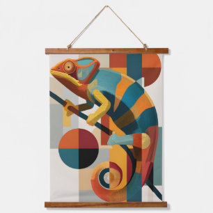 Bauhaus geometrischer Chamäleon Abstract Wandteppi Wandteppich Mit Holzrahmen