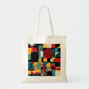 Bauhaus Geometrischer Raster-Mosaik-Tasche mit ind Tragetasche