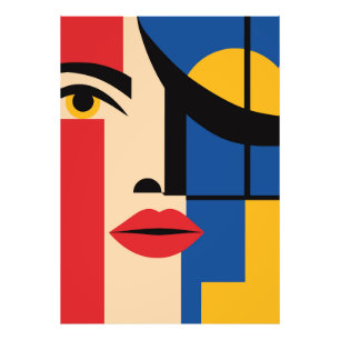Bauhaus geometrisches abstraktes Frauenporträt Kun Fotodruck