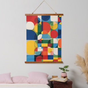 Bauhaus geometrisches minimalistisches Muster Wand Wandteppich Mit Holzrahmen