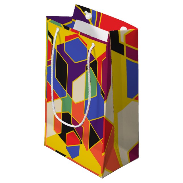 Bauhaus Hexagons Kleine Geschenktüte (Vorderseite Schrägansicht)