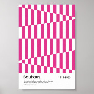 Bauhaus Hot Pink Streifen Geometrischer Kunstdruck Poster