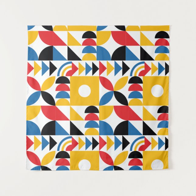 Bauhaus Inspiriert zeitgenössisches Mittelalter Wandteppich (Vorderseite)
