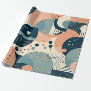 Bauhaus-Inspirierte Abstrakte Kreise Linien Navy O Geschenkpapier