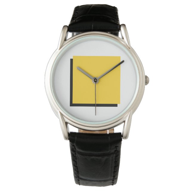 Bauhaus Kunstkomposition Yellow Square Armbanduhr (Vorderseite)