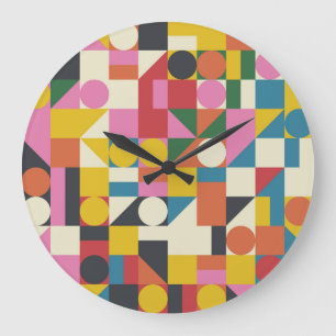 Bauhaus-Kunstwerk: abstrakte geometrische Komposit Große Wanduhr