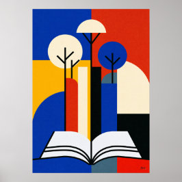 Bauhaus-Lesewald Geometrischer Buchliebhaber-Kunst Poster