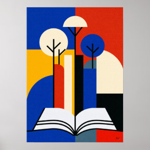 Bauhaus-Lesewald Geometrischer Buchliebhaber-Kunst Poster