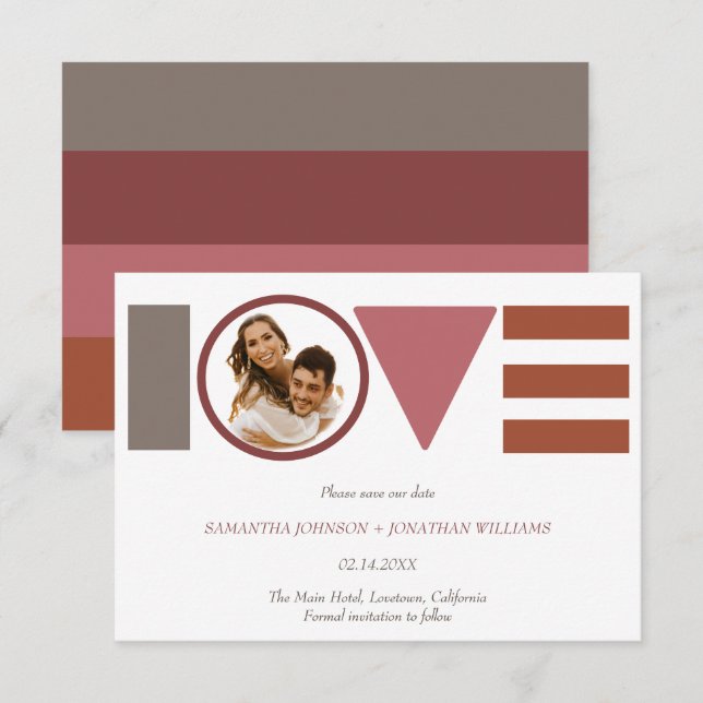 Bauhaus-Liebe Foto-Hochzeit Save The Date (Vorne/Hinten)
