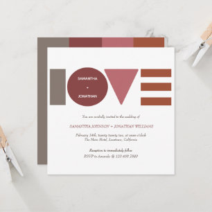 Bauhaus Love Stried Carré Faire-part de mariage