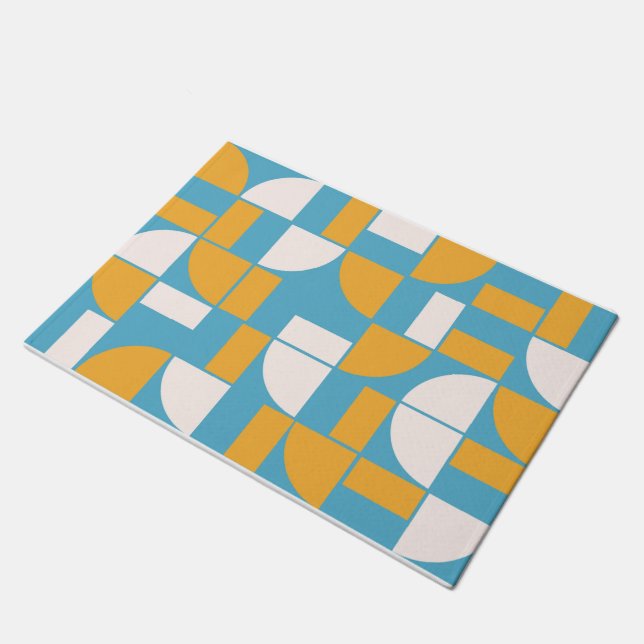 Bauhaus Muster 03 Throw Pillow Magnet Fleece Blan Fußmatte (Schrägansicht)