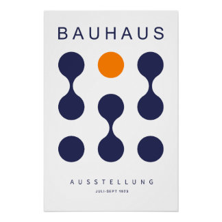 Bauhaus Navy Orange Kreis Gitter Kunst Druck 1923