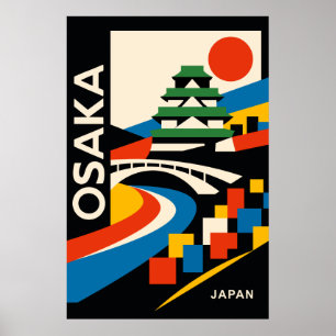 Bauhaus Osaka Japan Reiseplakat Fette Geometrie Poster